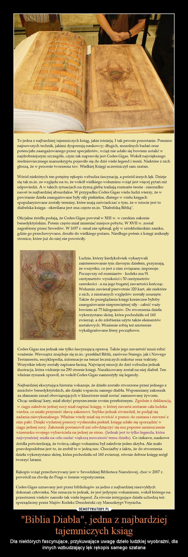 "Biblia Diabła", jedna z najbardziej tajemniczych ksiąg – Dla niektórych fascynujące, przykuwające uwagę dzieło ludzkiej wyobraźni, dla innych wzbudzający lęk rękopis samego szatana 