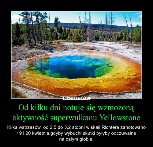 Od kilku dni notuje się wzmożoną aktywność superwulkanu Yellowstone