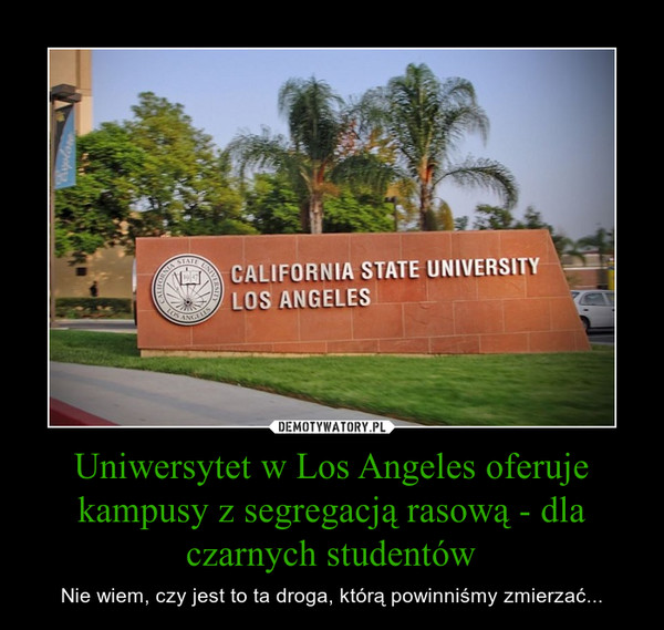 Uniwersytet w Los Angeles oferuje kampusy z segregacją rasową - dla czarnych studentów – Nie wiem, czy jest to ta droga, którą powinniśmy zmierzać... 