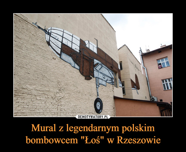 Mural z legendarnym polskim bombowcem "Łoś" w Rzeszowie