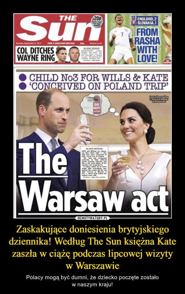 Zaskakujące doniesienia brytyjskiego dziennika! Według The Sun księżna Kate zaszła w ciążę podczas lipcowej wizyty w Warszawie