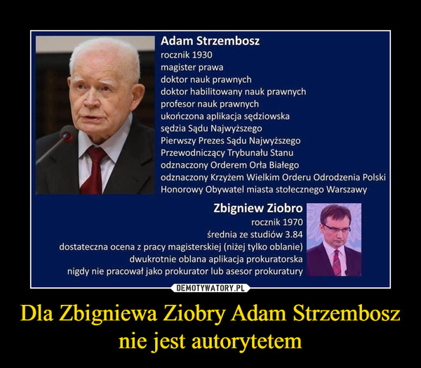 Dla Zbigniewa Ziobry Adam Strzembosz nie jest autorytetem