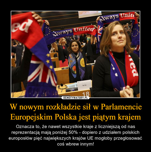 W nowym rozkładzie sił w Parlamencie Europejskim Polska jest piątym krajem