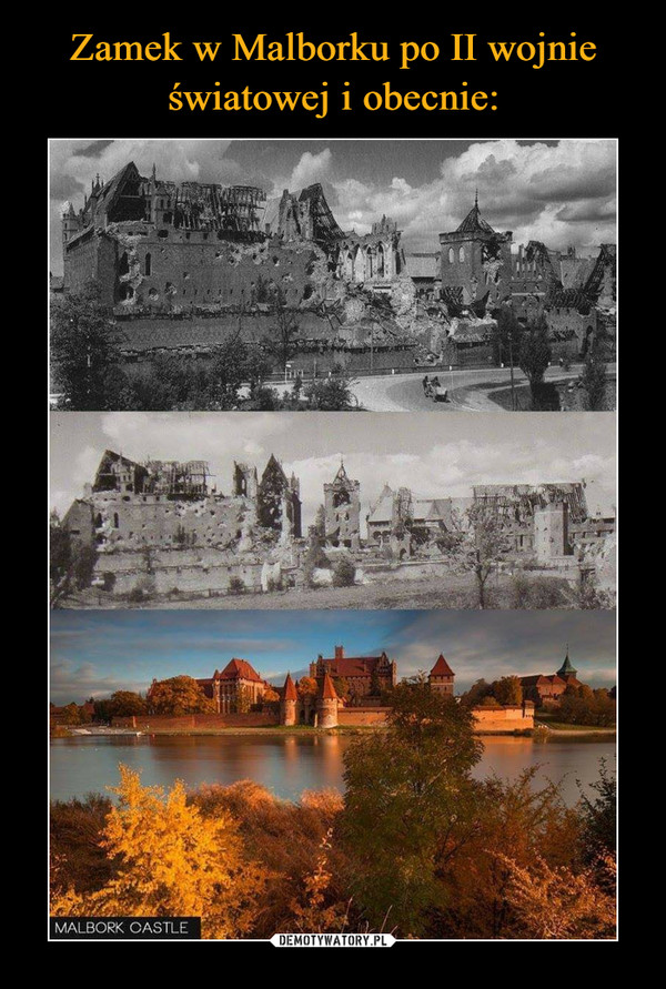 Zamek w Malborku po II wojnie światowej i obecnie: