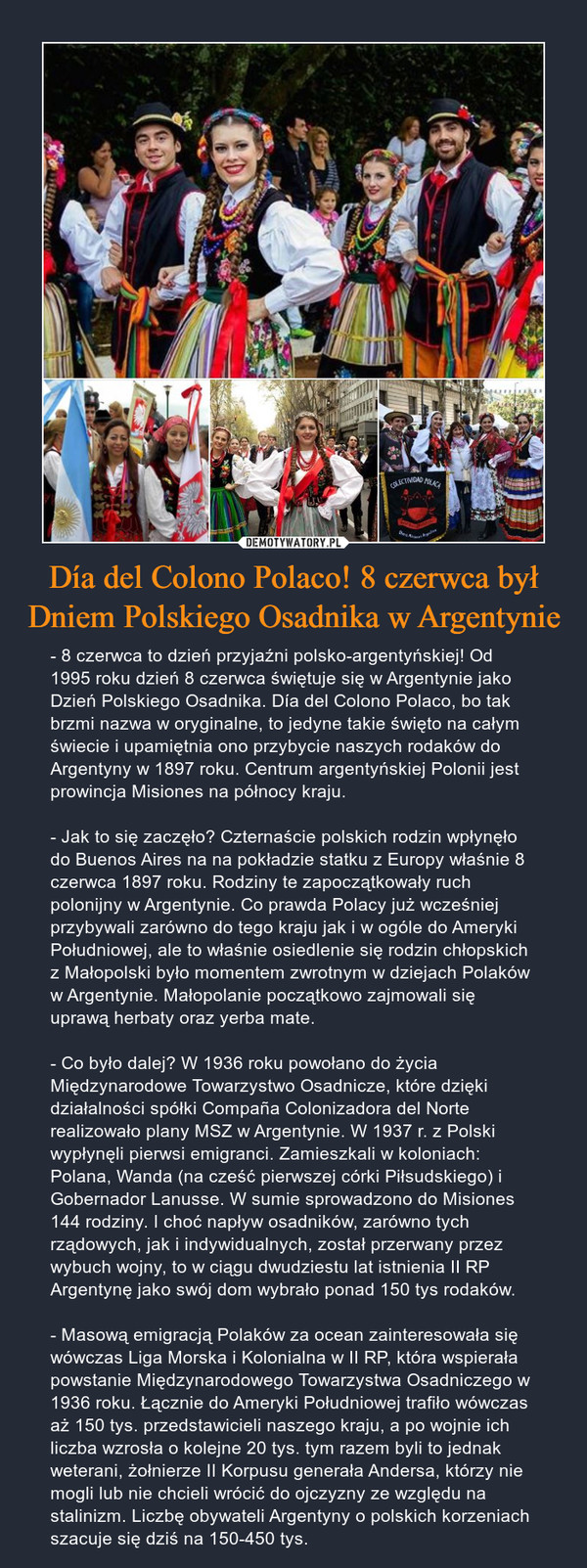 Día del Colono Polaco! 8 czerwca był Dniem Polskiego Osadnika w Argentynie