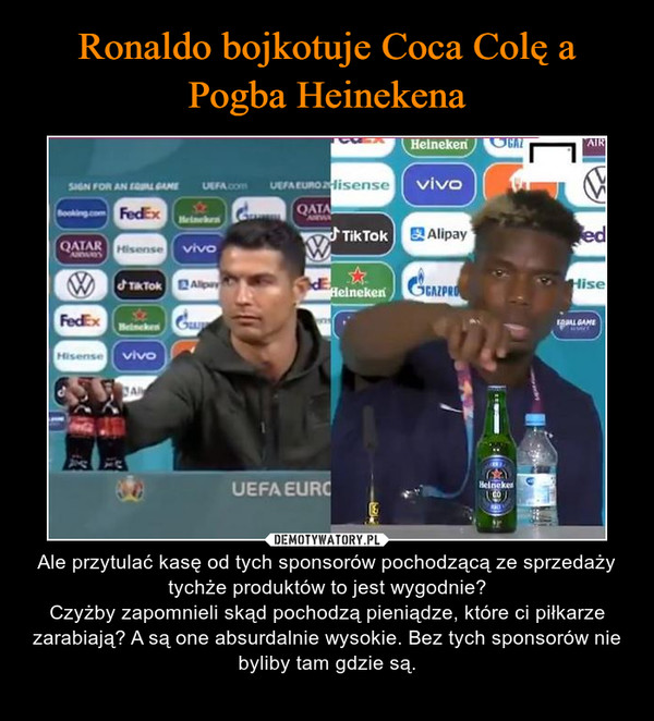 Ronaldo bojkotuje Coca Colę a Pogba Heinekena