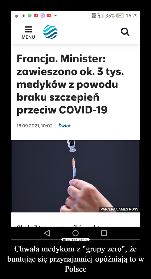 Chwała medykom z "grupy zero", że buntując się przynajmniej opóźniają to w Polsce