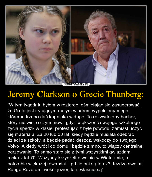 Jeremy Clarkson o Grecie Thunberg: