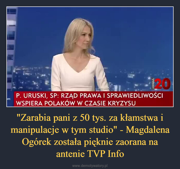 "Zarabia pani z 50 tys. za kłamstwa i manipulacje w tym studio" - Magdalena Ogórek została pięknie zaorana na antenie TVP Info –  
