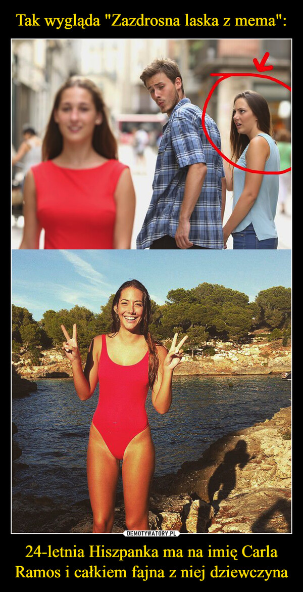 Tak wygląda "Zazdrosna laska z mema": 24-letnia Hiszpanka ma na imię Carla Ramos i całkiem fajna z niej dziewczyna